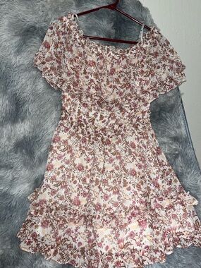 Jessica Simpson Pink & Brown Floral Smocked Romper
